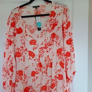 NWT Papermoon 3X White and Orange Blouse